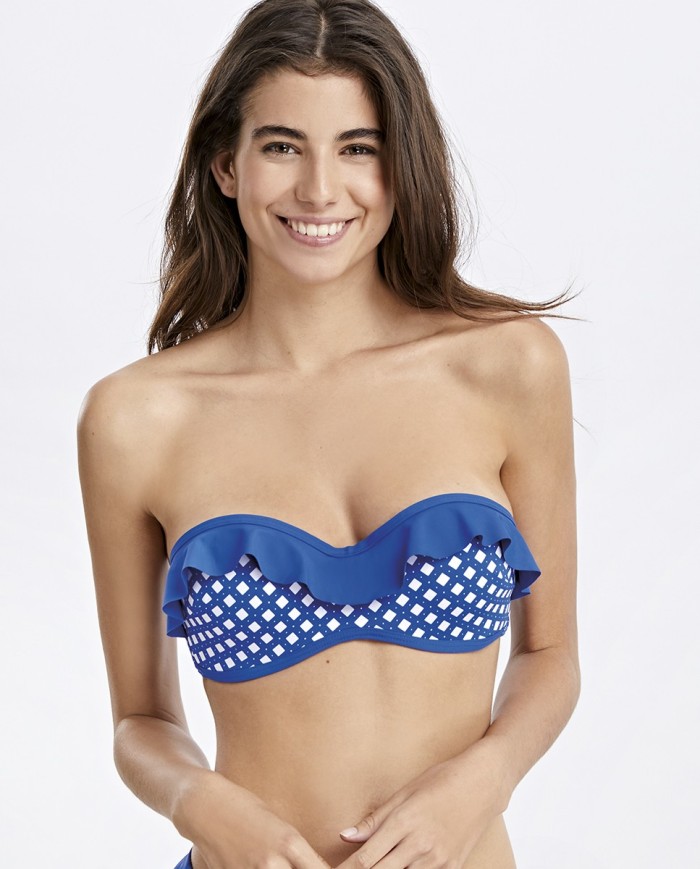 Top Bikini Copa Bandeau Con Aro Azul Bikini Bikini