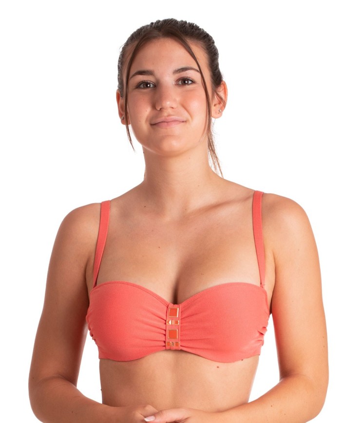 Top Bikini Bandeau Con Copa Y Aro Ipanema Naranja Bikini Bikini