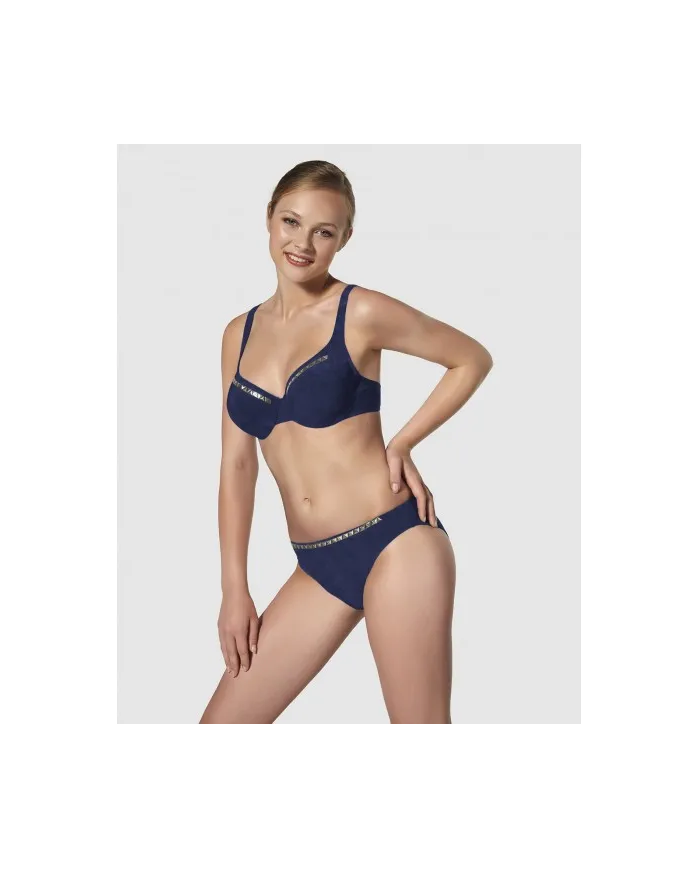 Top Bikini Corte Horizontal Capacidad Con Aro Chic Marino Bikini Bikini