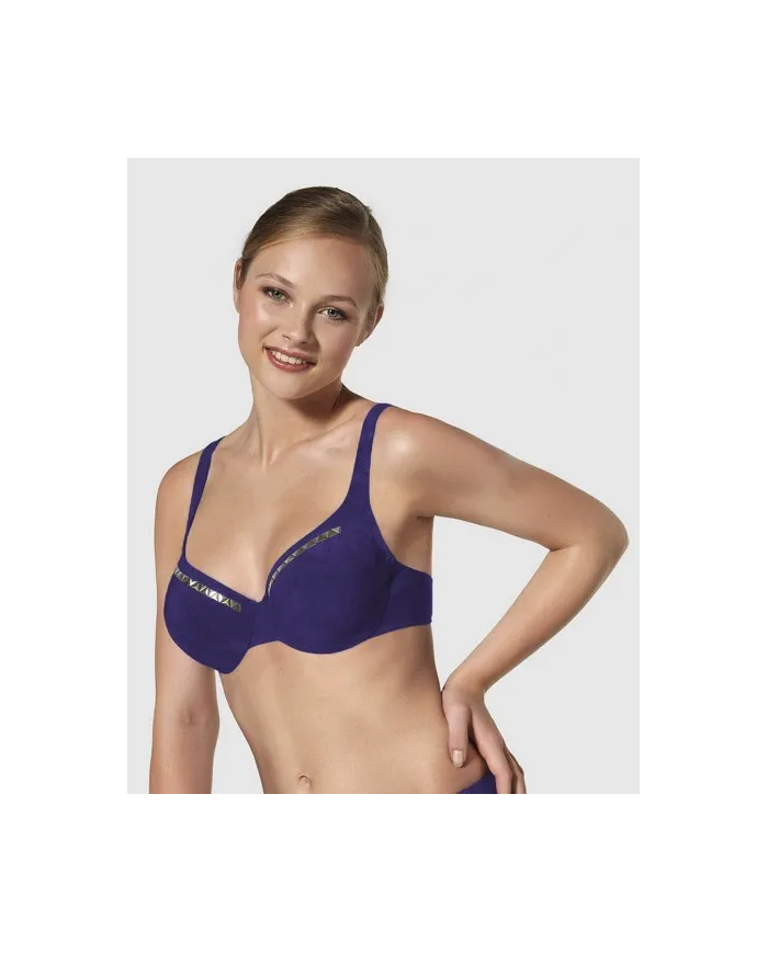 Top Bikini Corte Horizontal Capacidad Con Aro Chic Morado Bikini Bikini