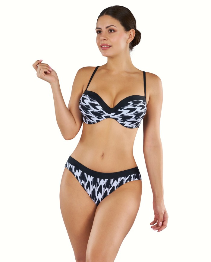 Bikini Mujer En Negro Con Sujetador Semitriangular Con Foam Con Aro Y