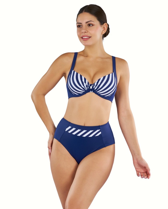 Bikini Mujer En Azul Con Sujetador Reductor Semitriangular Con Aro Sin