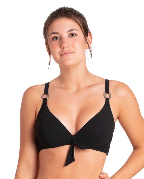 Top bikini escotado con aros Niza negro