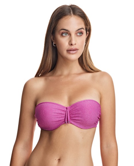 Top bikini bandó con copa y aro Rodas fucsia