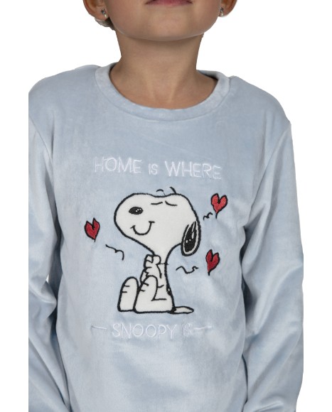 Pijama niña de terciopelo azul Snoopy