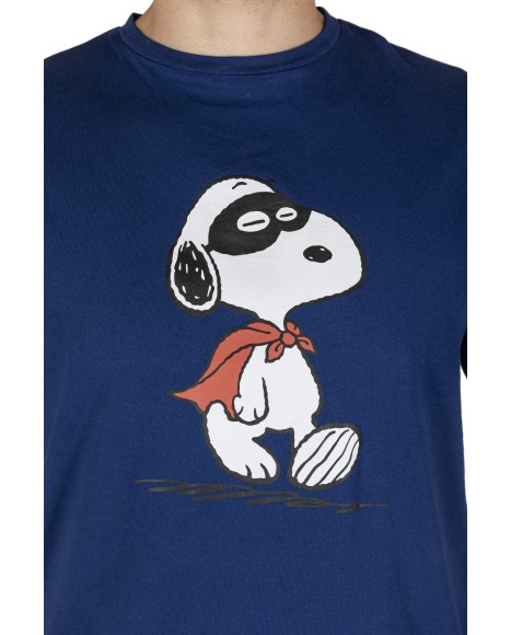 Pijama hombre Snoopy en azul marino y estampado frontal