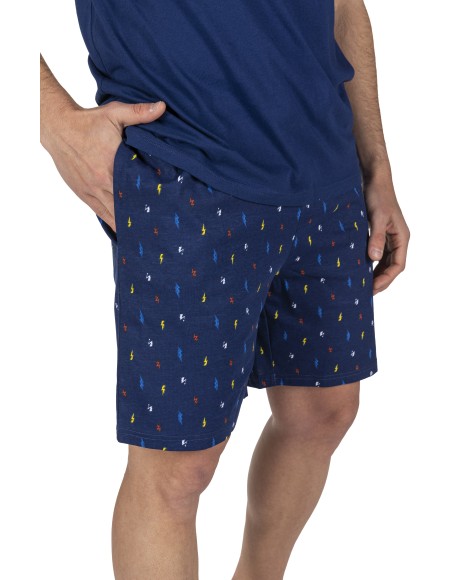 Pijama hombre Snoopy en azul marino y estampado frontal