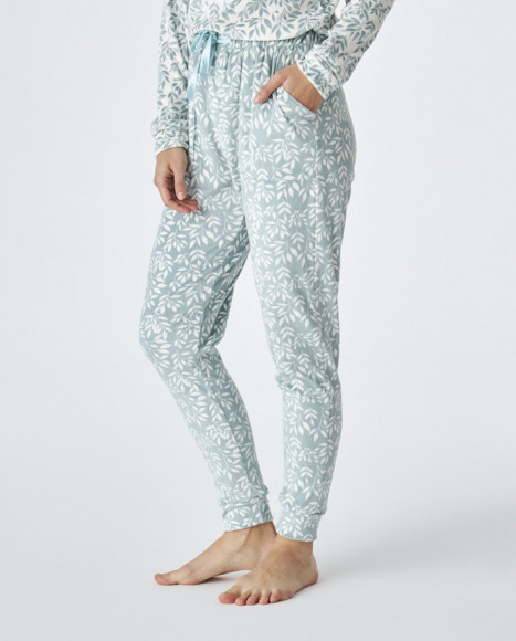 Pijama de mujer de terciopelo de color blanco estampado