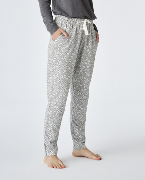 Pijama de mujer de algodón de color gris