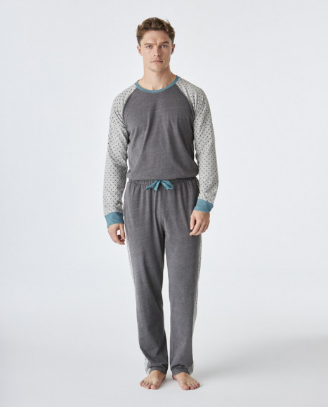 Pijama de hombre de algodón de color gris