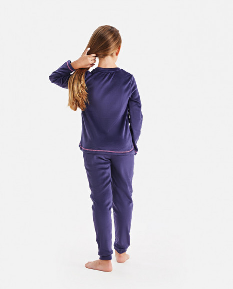 Pijama para niña de terciopelo en color morado