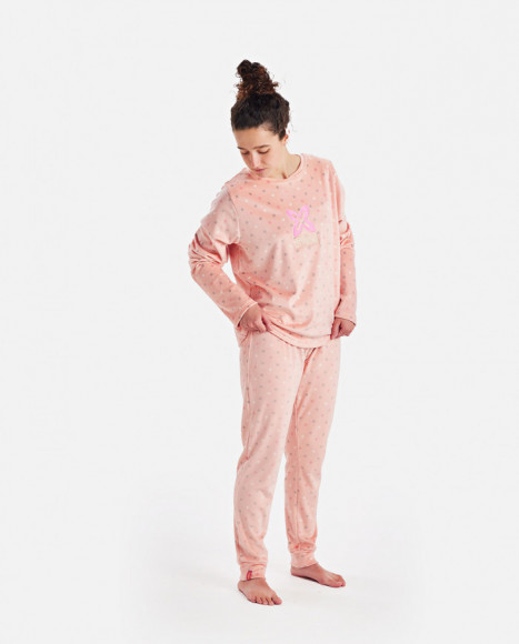 Pijama para mujer de terciopelo en color rosa