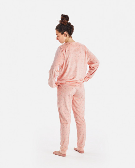 Pijama para mujer de terciopelo en color rosa