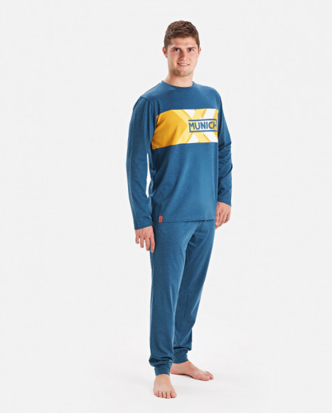 Pijama para hombre de algodón en color azul