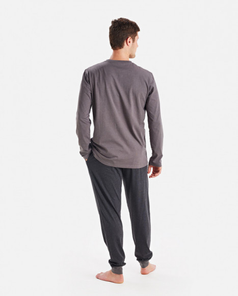 Pijama para hombre de algodón en color gris