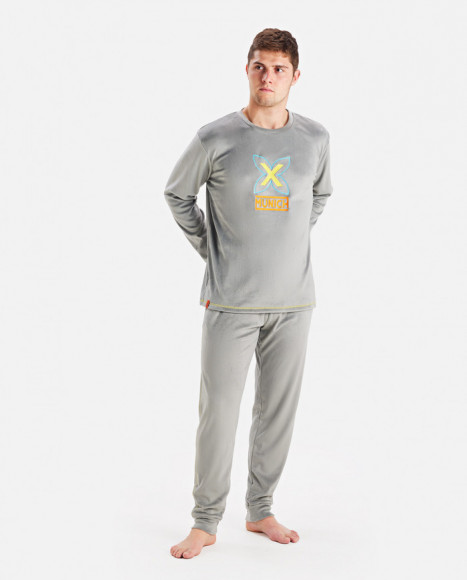 Pijama para hombre de terciopelo en color gris