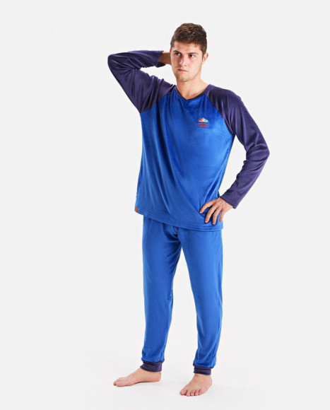 Pijama para hombre de terciopelo en color azul