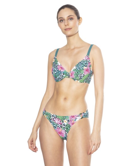 Braga bikini estampado con tiras en el costado Animal tropical