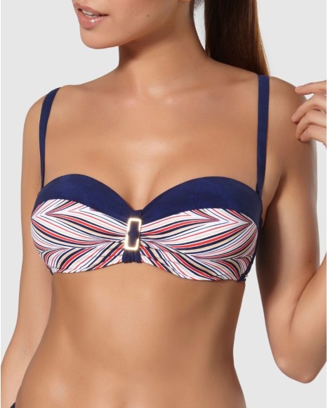 Top bikini corte strapless con copa y aro Nauplio