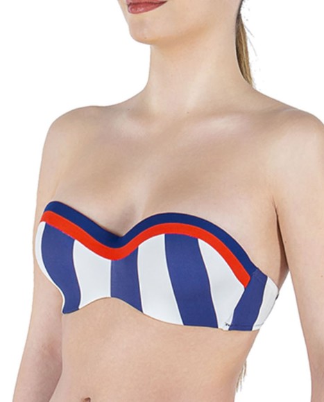 Top bikini bandeau estampado de rayas Sealing